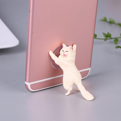 Suction Cat Phone Holder with Mini Stand white-cat by HitMyNeed