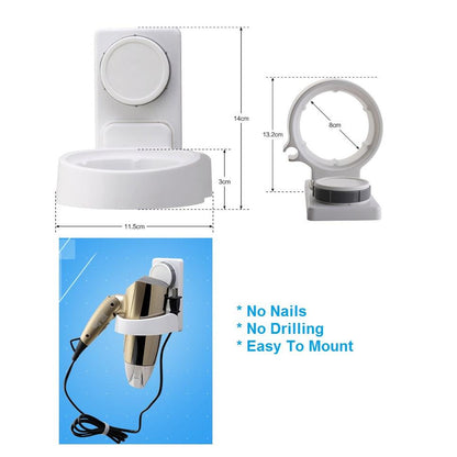 Suction Cup Wall Mounted Hair Dryer Holder by HitMyNeed