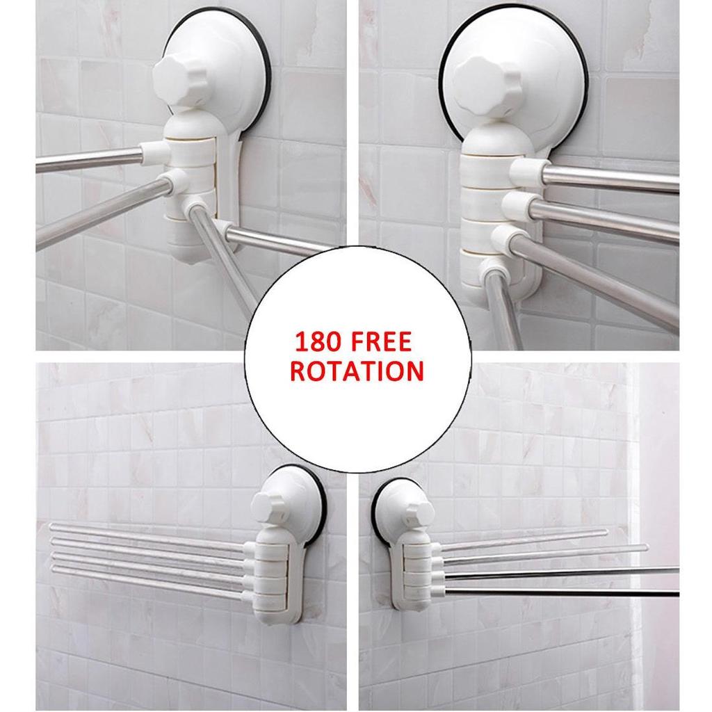 Suction Fit Swivel Bathroom Towel Rack by HitMyNeed