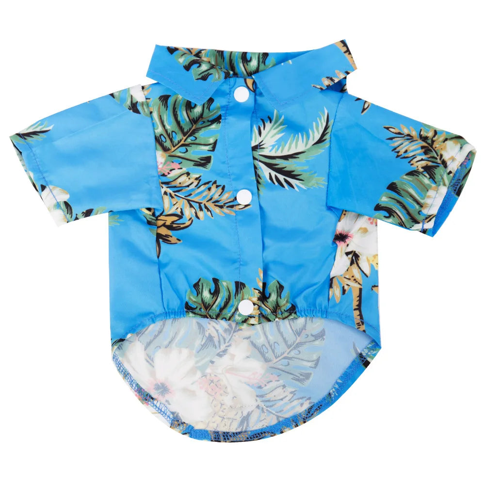 Summer Aloha Print Dog Shirt blue-coconut-tree 4xl by HitMyNeed