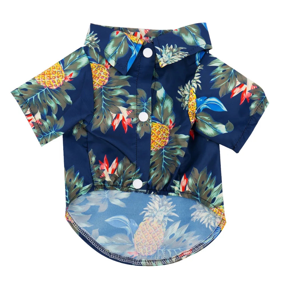 Summer Aloha Print Dog Shirt navy-blue-pineapple 4xl by HitMyNeed