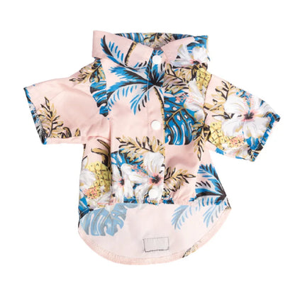 Summer Aloha Print Dog Shirt pink-coconut-tree 4xl by HitMyNeed