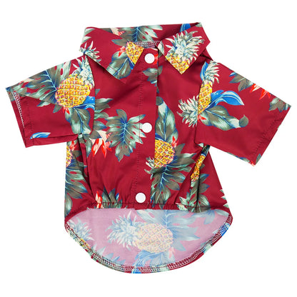 Summer Aloha Print Dog Shirt red-pineapple m by HitMyNeed