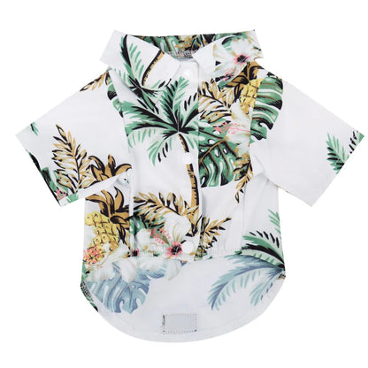 Summer Aloha Print Dog Shirt white-coconut-tree s by HitMyNeed
