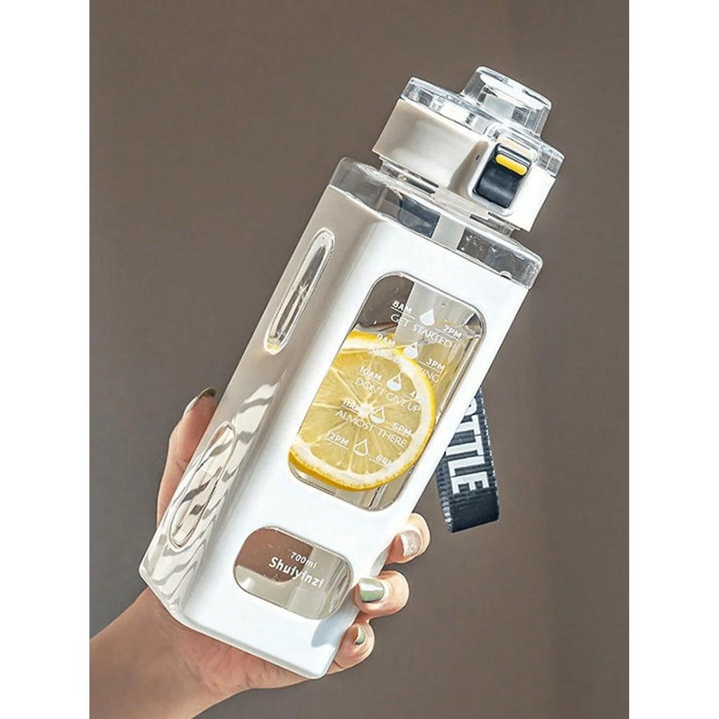 Summer Sports Square Water Bottle with Straw 0-7l by HitMyNeed