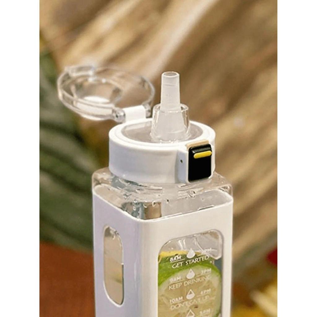 Summer Sports Square Water Bottle with Straw by HitMyNeed