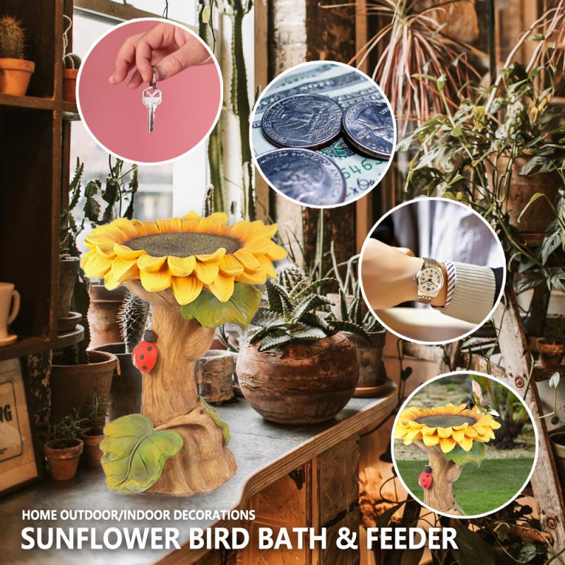 Sunflower Bird Bath and Feeder for Garden by HitMyNeed