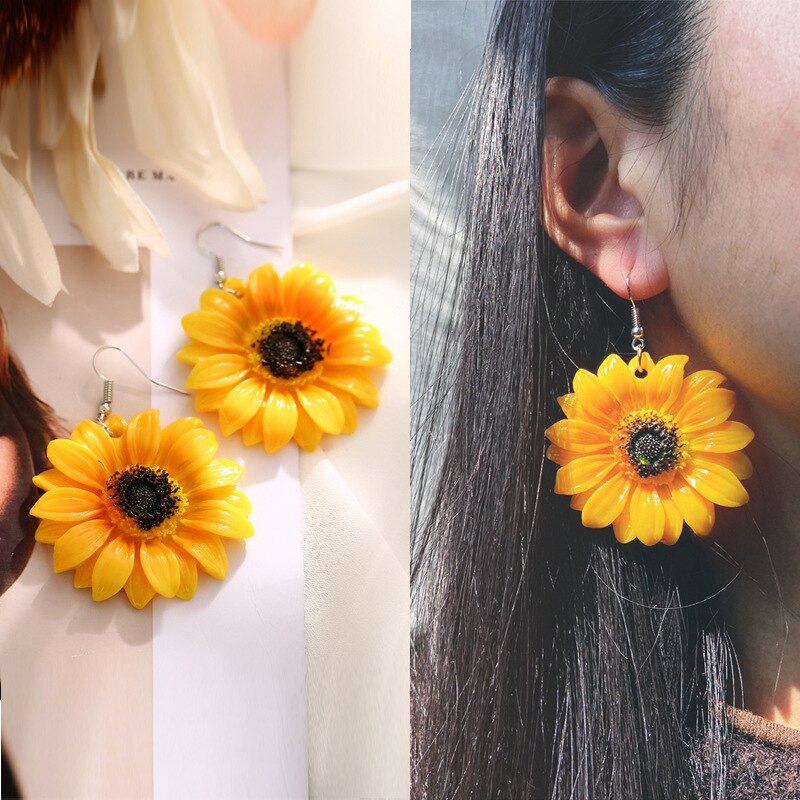 Sunflower Drop Earrings for Women by HitMyNeed