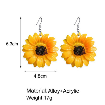 Sunflower Drop Earrings for Women by HitMyNeed
