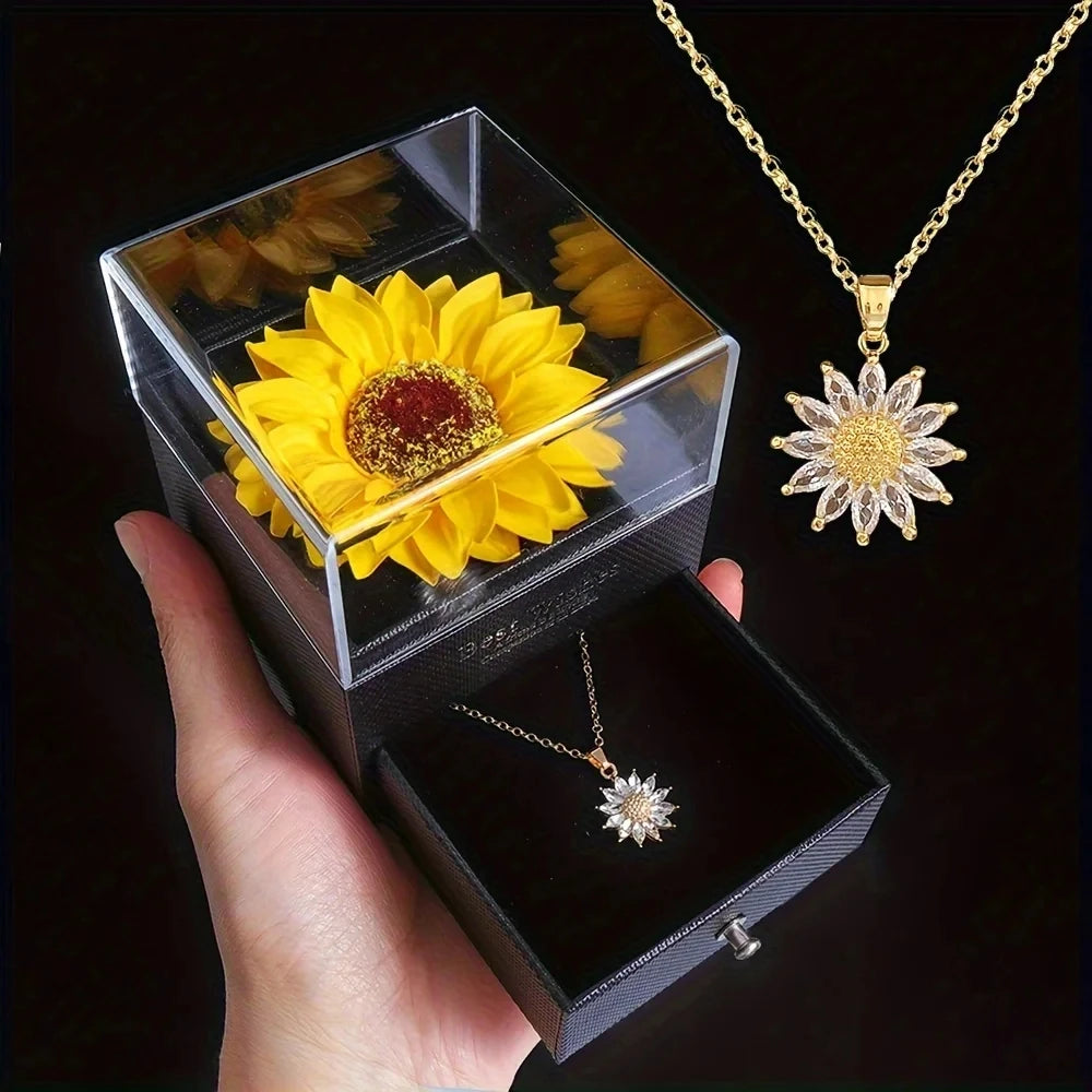 Sunflower Necklace I Love You Gift Box for Her by HitMyNeed