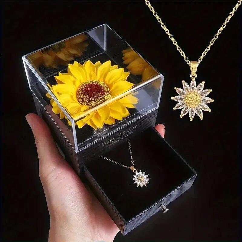 Sunflower Necklace I Love You Gift Box for Her by HitMyNeed