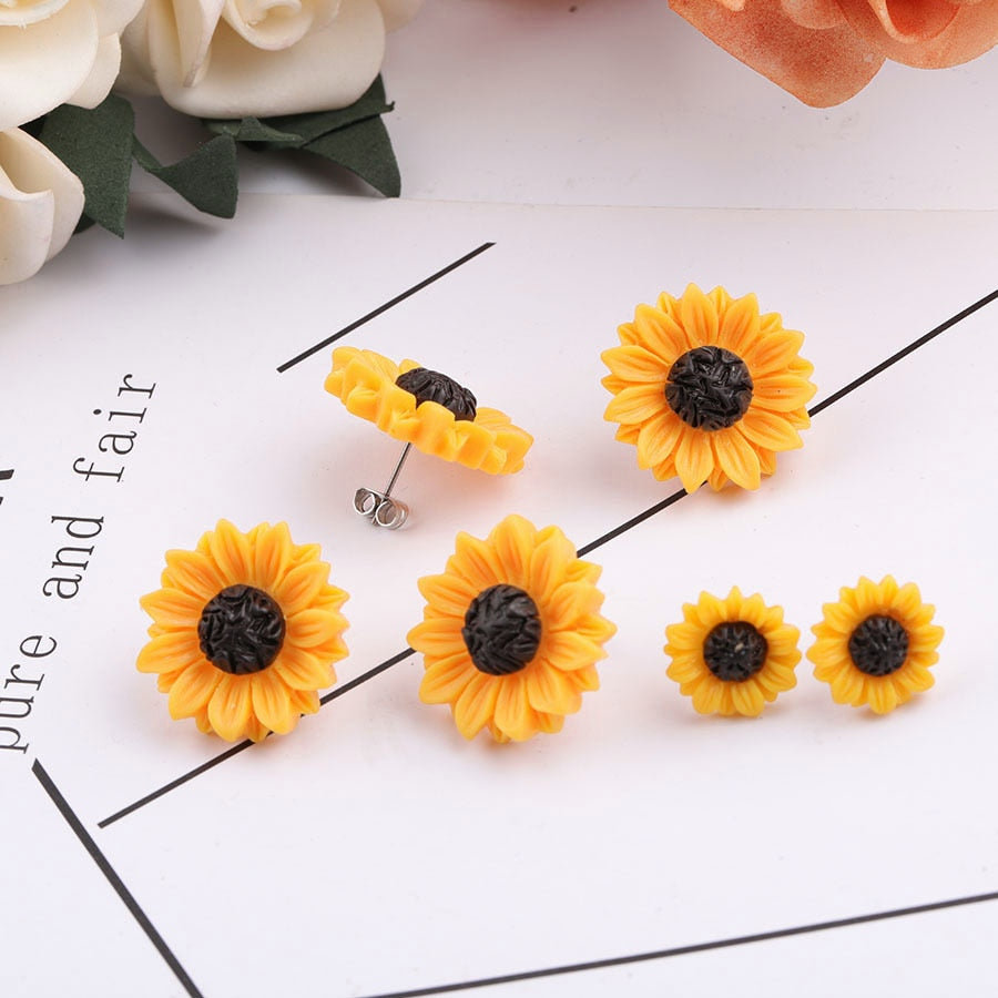 Sunflower Stud Earrings for Women and Girls by HitMyNeed