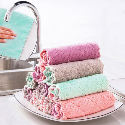 Super Absorbent Coral Velvet Kitchen Dish Towels (10pcs) by HitMyNeed