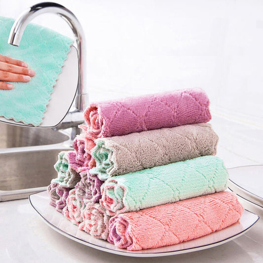 Super Absorbent Coral Velvet Kitchen Dish Towels (10pcs) by HitMyNeed
