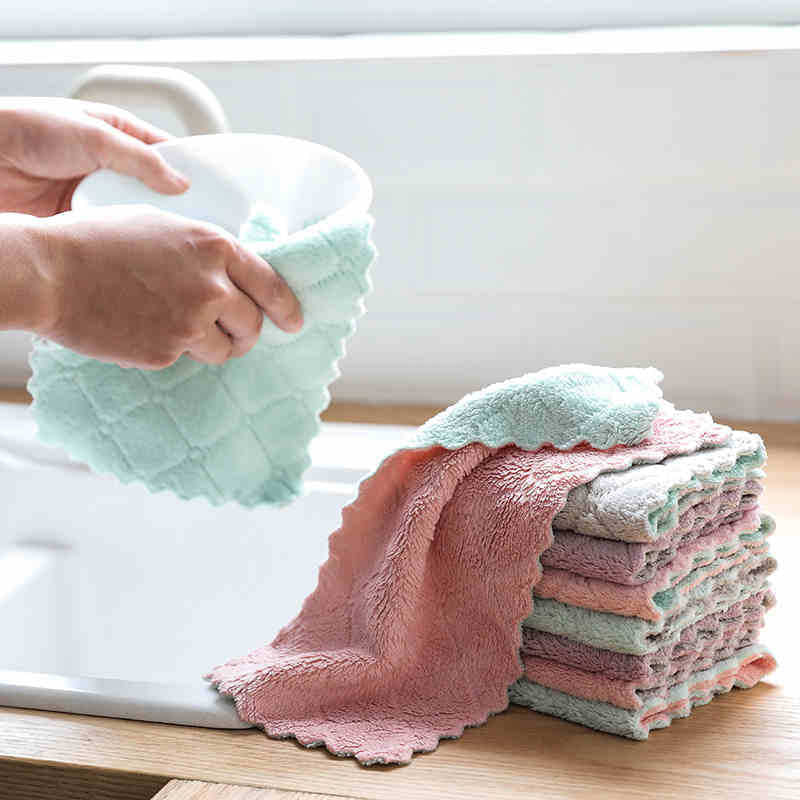 Super Absorbent Coral Velvet Kitchen Dish Towels (10pcs) by HitMyNeed