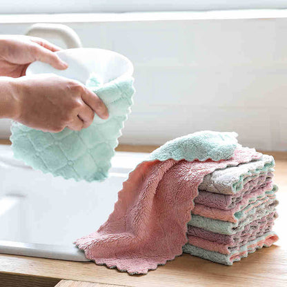 Super Absorbent Coral Velvet Kitchen Dish Towels (10pcs) by HitMyNeed