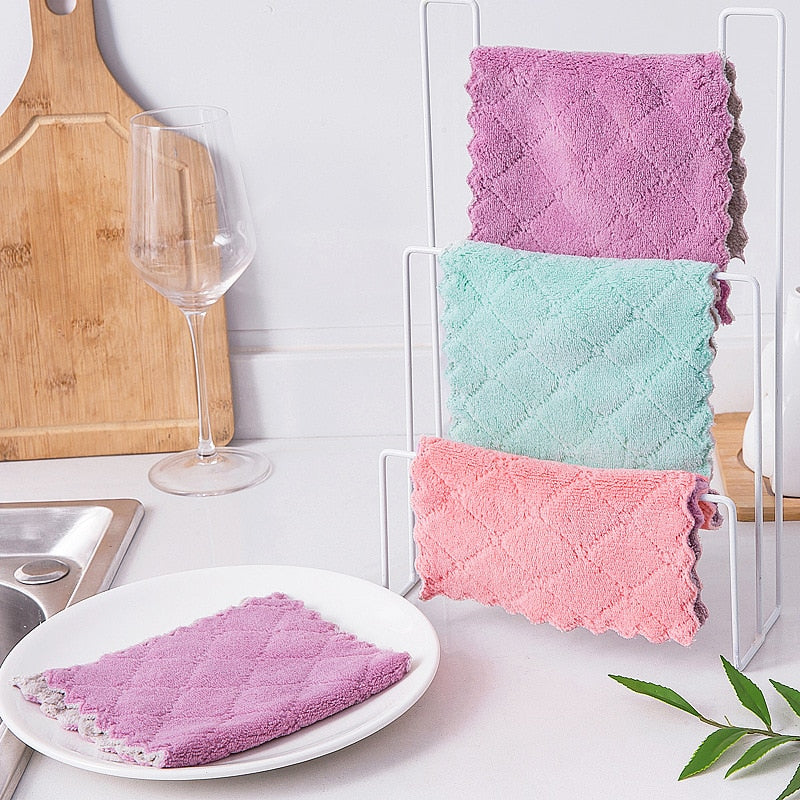 Super Absorbent Coral Velvet Kitchen Dish Towels (10pcs) by HitMyNeed