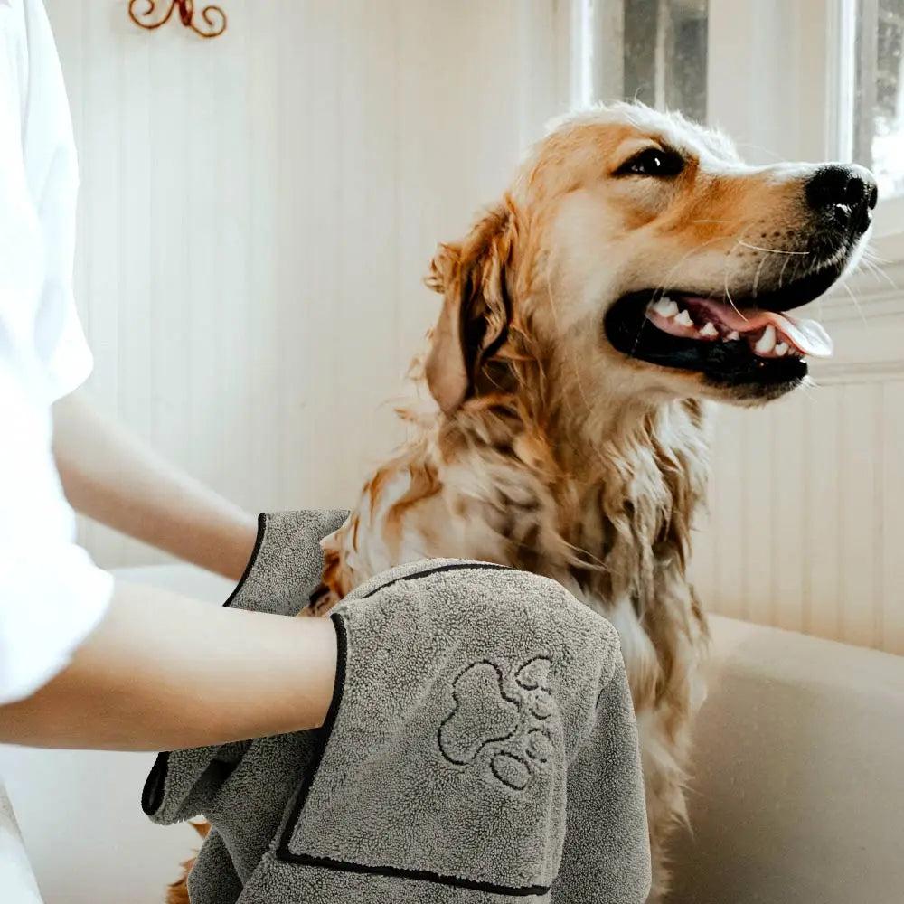 Super Absorbent Microfiber Pet Bath Towel Robe by HitMyNeed