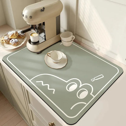 Super Absorbent Non-Slip Kitchen & Dish Drying Mat dragon-green 20x30cm by HitMyNeed