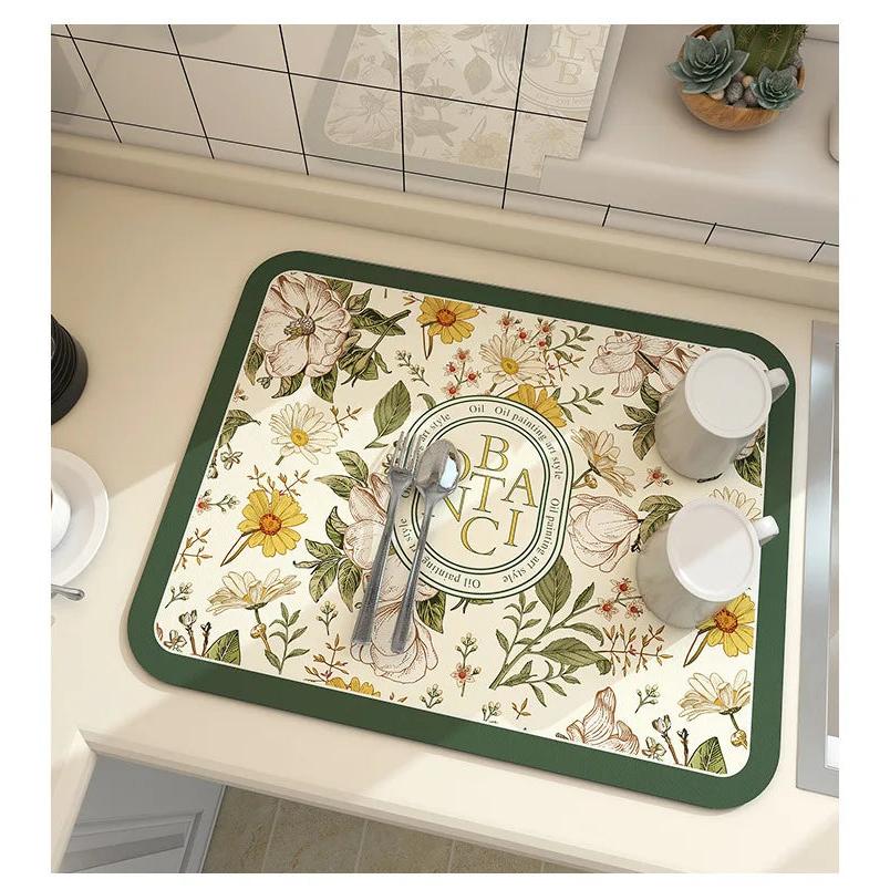 Super Absorbent Non-Slip Kitchen & Dish Drying Mat summer-monsoon 20x30cm by HitMyNeed