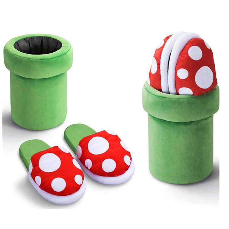 Super Mario Plush Slippers with Pipe Holder by HitMyNeed