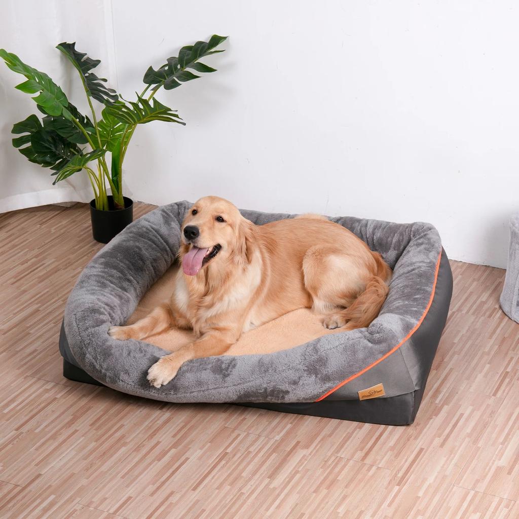 Super Soft Orthopedic Dog Bed with Bolster by HitMyNeed