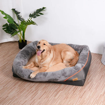 Super Soft Orthopedic Dog Bed with Bolster by HitMyNeed