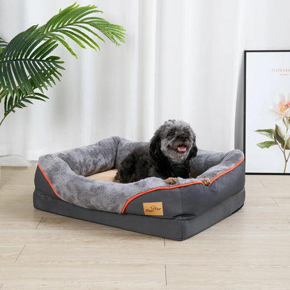 Super Soft Orthopedic Dog Bed with Bolster by HitMyNeed