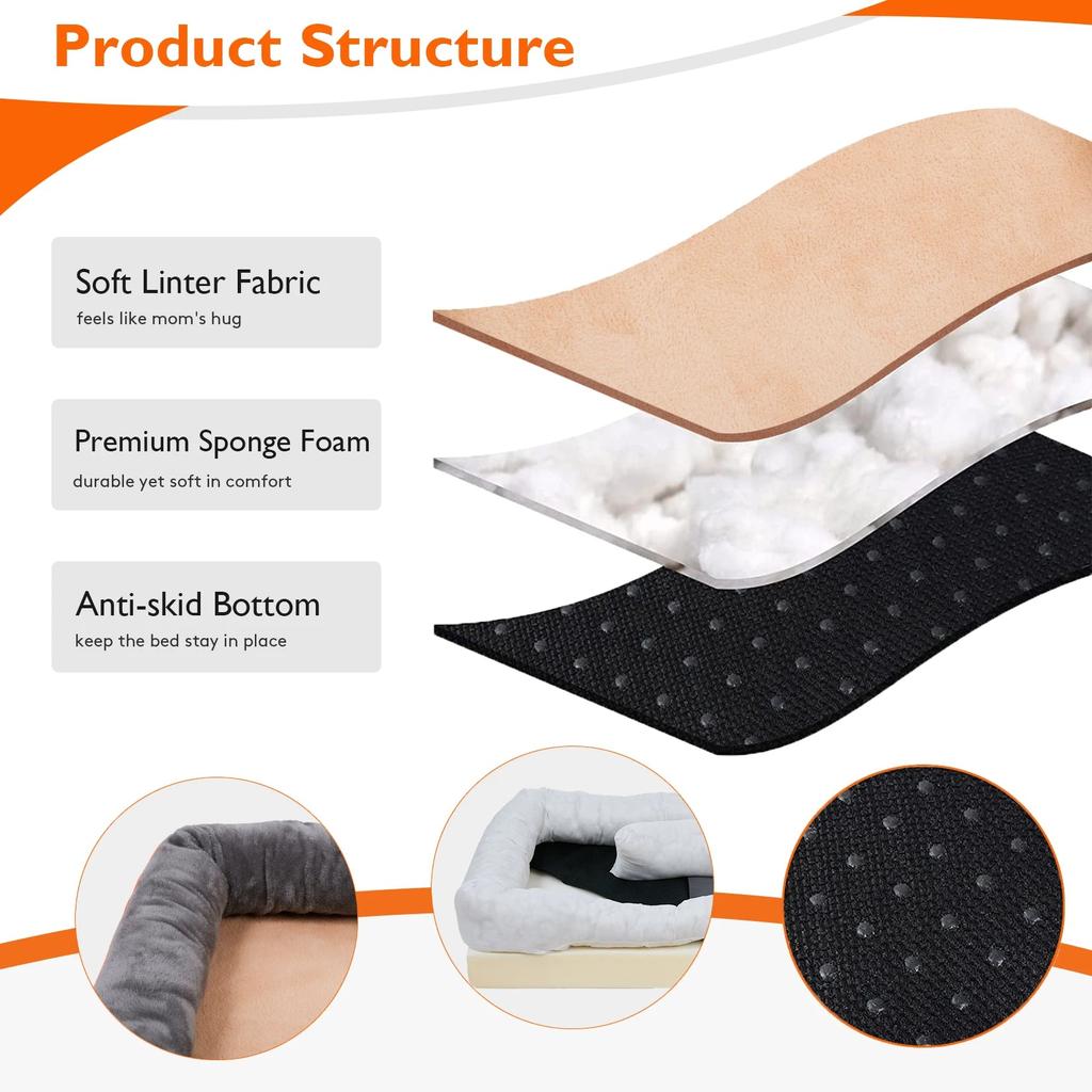 Super Soft Orthopedic Dog Bed with Bolster by HitMyNeed