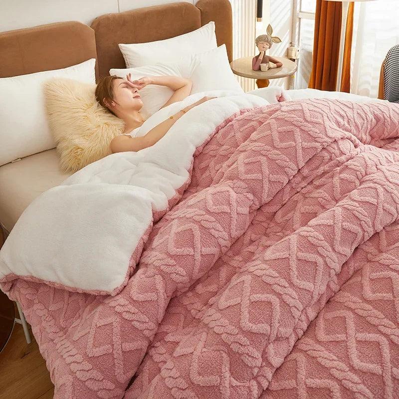 Super Thick Winter Lamb Cashmere Weighted Blanket pink 150x200cm-2kg by HitMyNeed