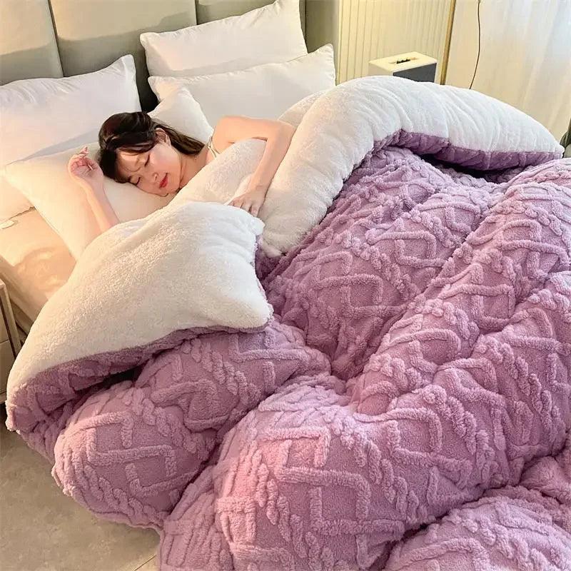 Super Thick Winter Lamb Cashmere Weighted Blanket purple 150x200cm-2kg by HitMyNeed