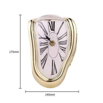 Surreal Melting Wall Clock Silent Dali Style Decor gold by HitMyNeed