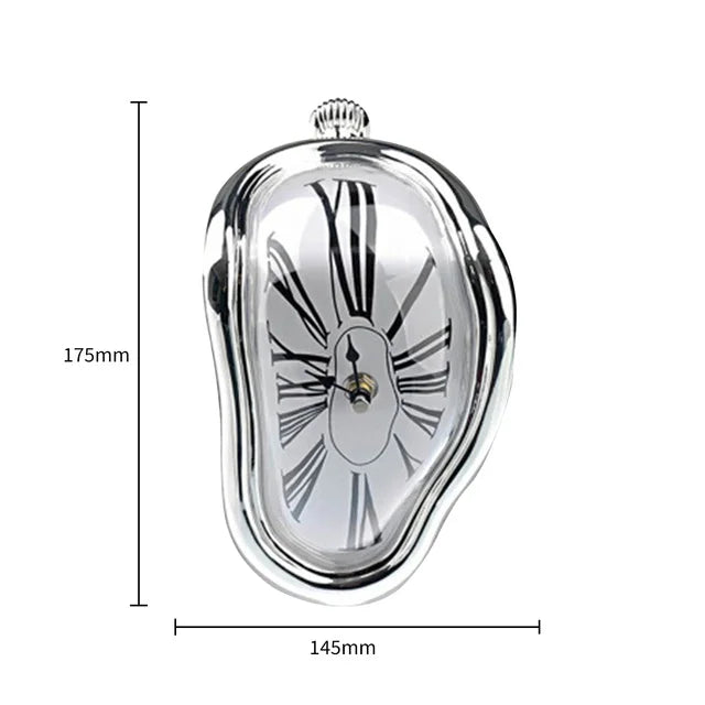 Surreal Melting Wall Clock Silent Dali Style Decor silver by HitMyNeed