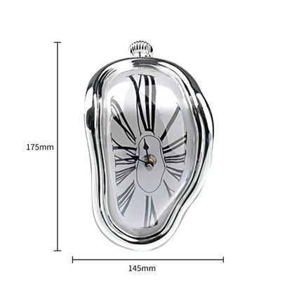 Surreal Melting Wall Clock Silent Dali Style Decor silver by HitMyNeed