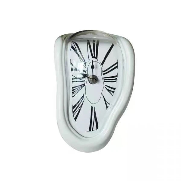 Surreal Melting Wall Clock Silent Dali Style Decor white by HitMyNeed