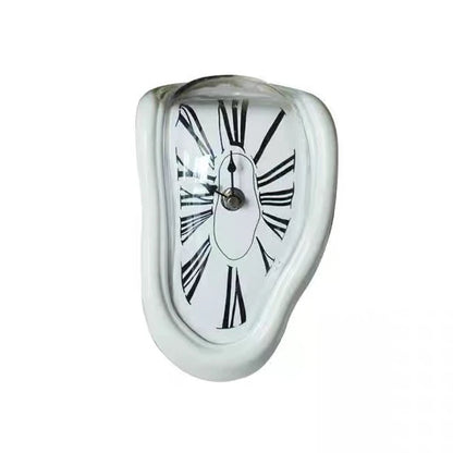 Surreal Melting Wall Clock Silent Dali Style Decor white by HitMyNeed