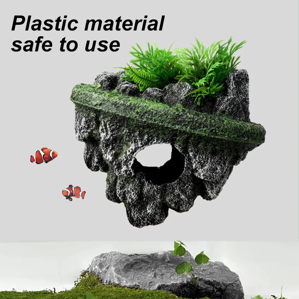 Suspended Island Floating Stone Aquarium Decor by HitMyNeed