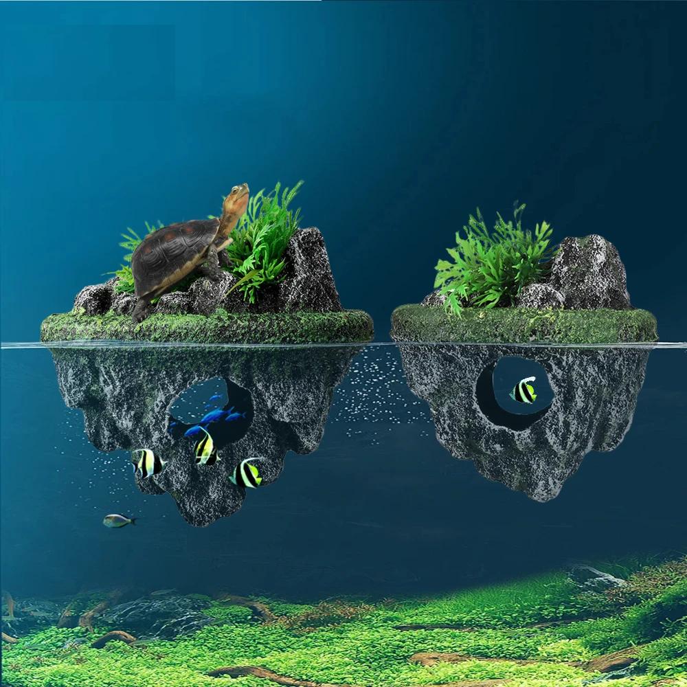 Suspended Island Floating Stone Aquarium Decor m-18x16cm by HitMyNeed
