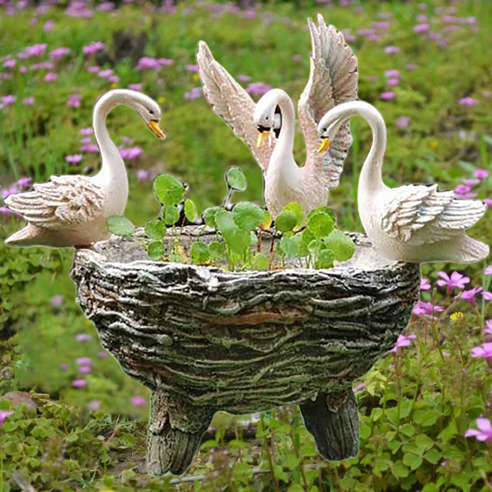 Swan Garden Statue and Small Plant Holder by HitMyNeed