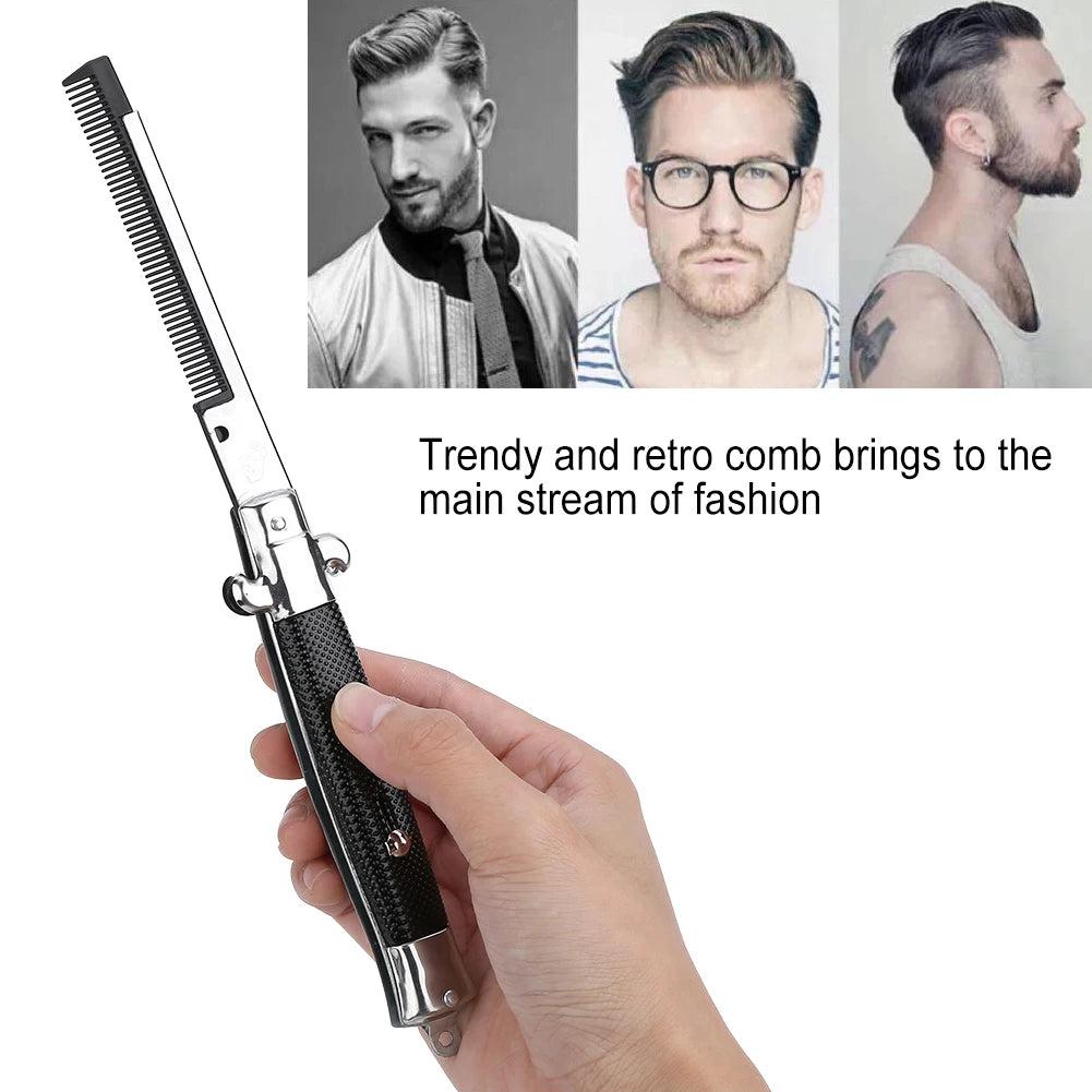 Switchblade Style Folding Pocket Hair Comb for Men by HitMyNeed
