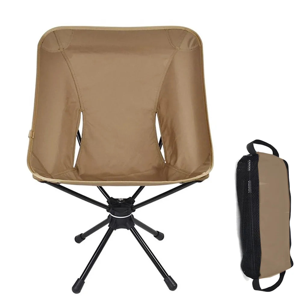 Swivel Camping Chair with 360° Rotation & Storage Bag by HitMyNeed
