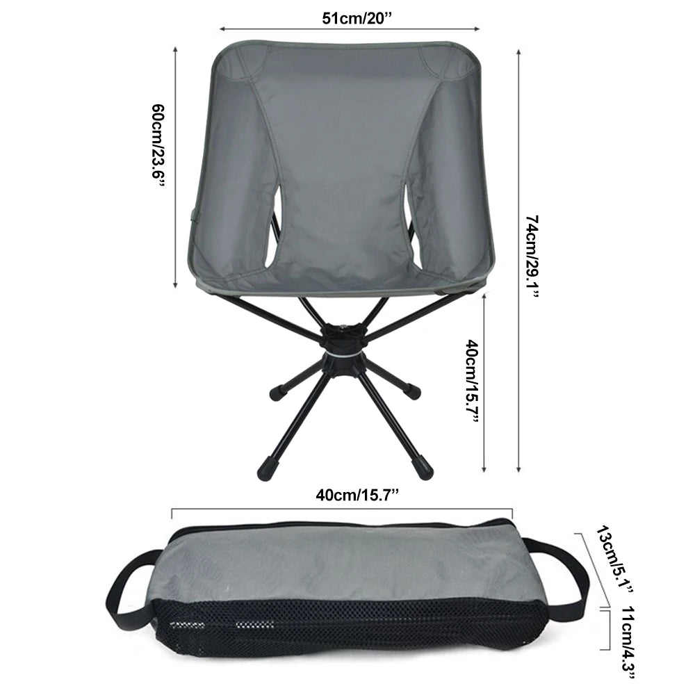 Swivel Camping Chair with 360° Rotation & Storage Bag by HitMyNeed
