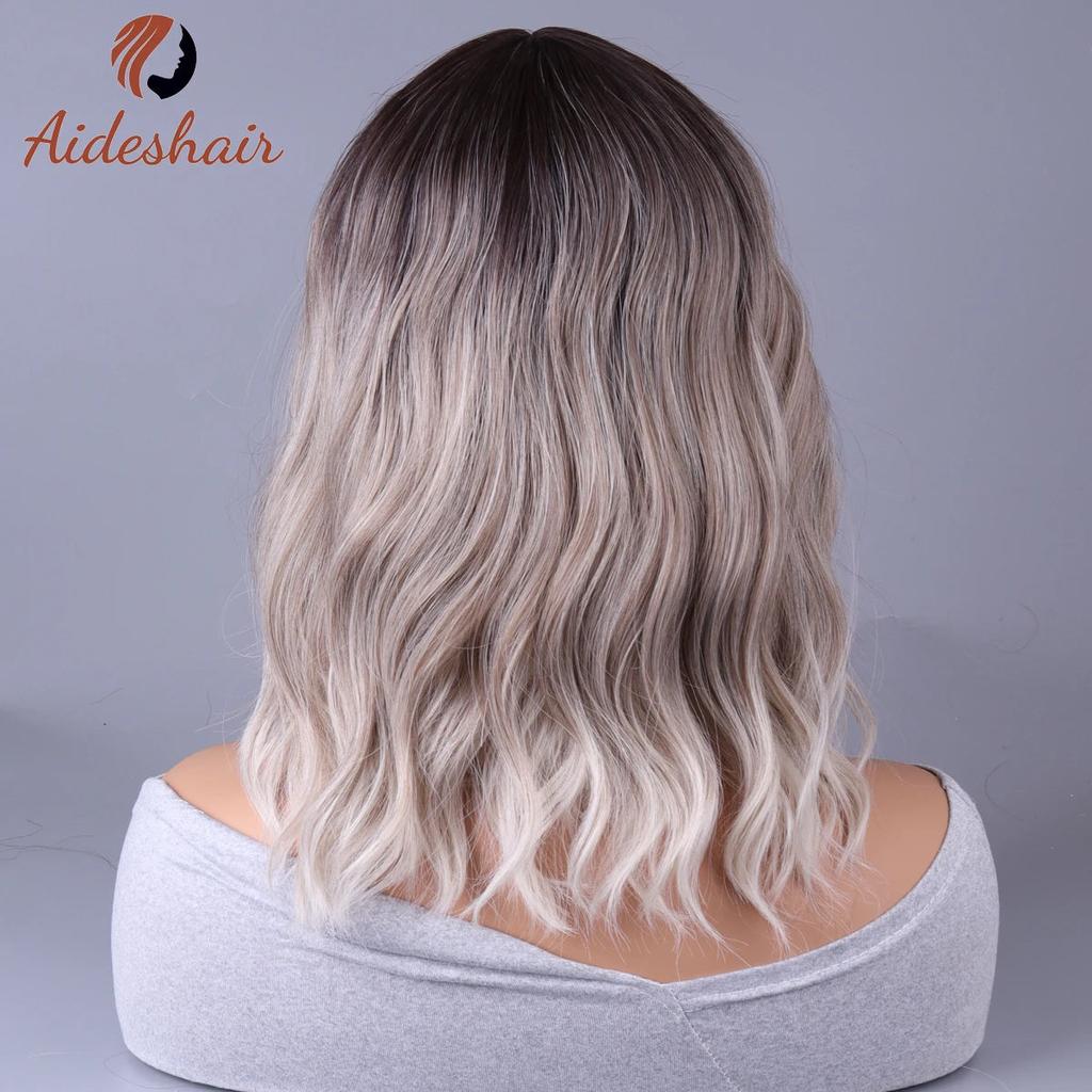 Synthetic Celebrity Wig with Fringe in Gradual Gray by HitMyNeed