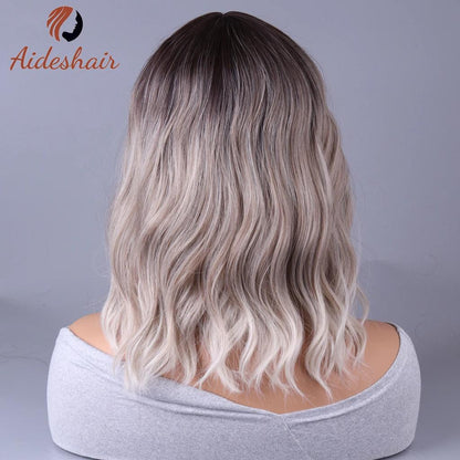 Synthetic Celebrity Wig with Fringe in Gradual Gray by HitMyNeed