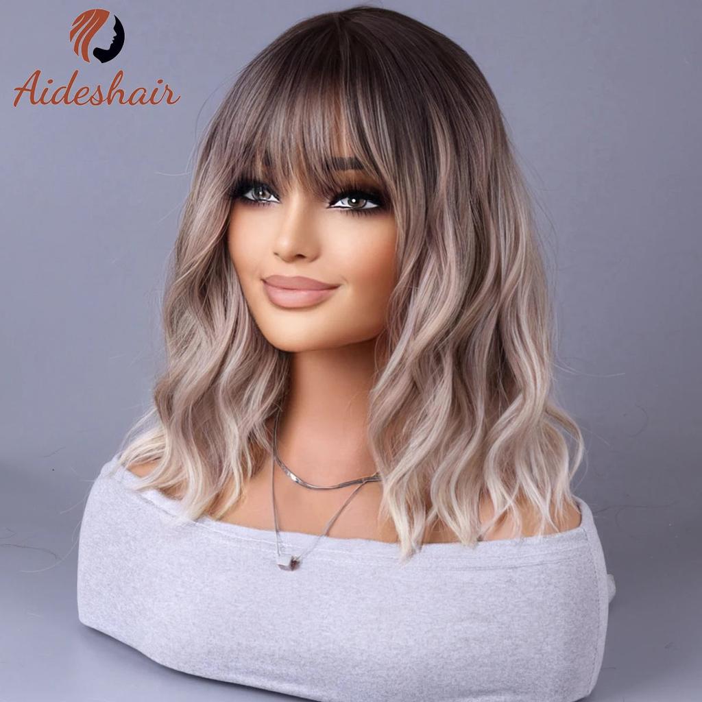 Synthetic Celebrity Wig with Fringe in Gradual Gray by HitMyNeed
