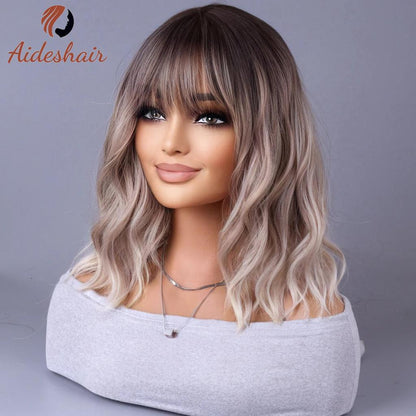 Synthetic Celebrity Wig with Fringe in Gradual Gray by HitMyNeed