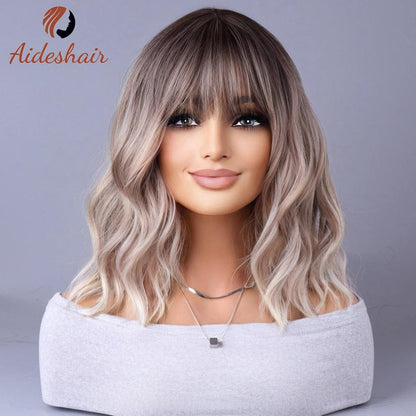 Synthetic Celebrity Wig with Fringe in Gradual Gray lc030-5 by HitMyNeed