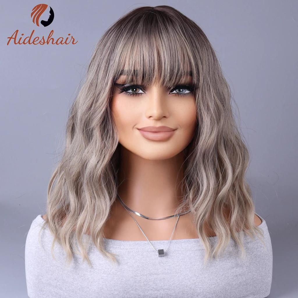 Synthetic Celebrity Wig with Fringe in Gradual Gray lc058-5 by HitMyNeed