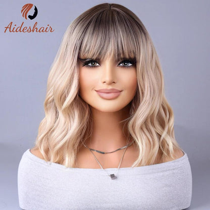 Synthetic Celebrity Wig with Fringe in Gradual Gray lc278-5 by HitMyNeed