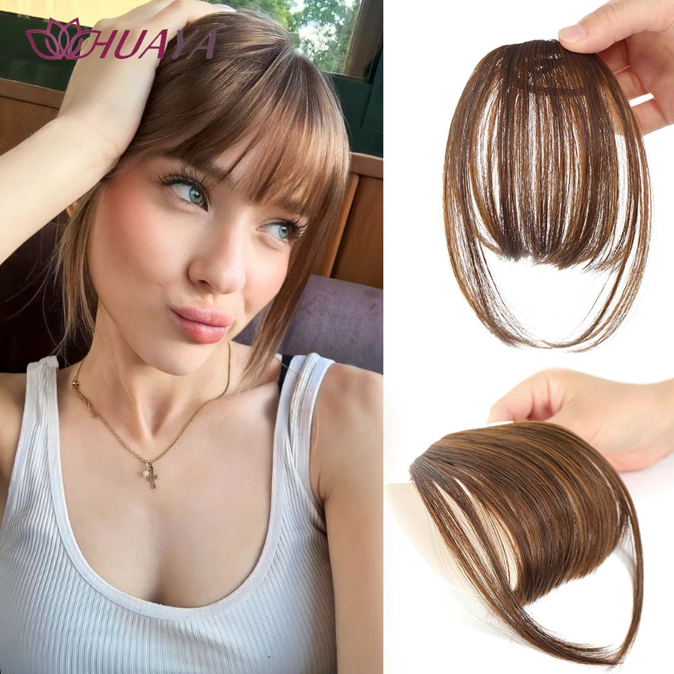 Synthetic Clip-In Air Bangs Invisible Fringe by HitMyNeed